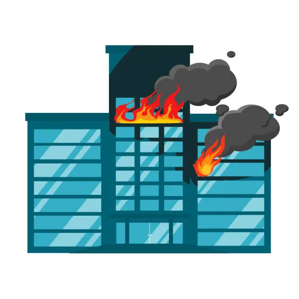 Vector illustration of Fire area of a building means that space contained within component structural parts that has a fire resistance sufficient to prevent the further spread of fire ...
