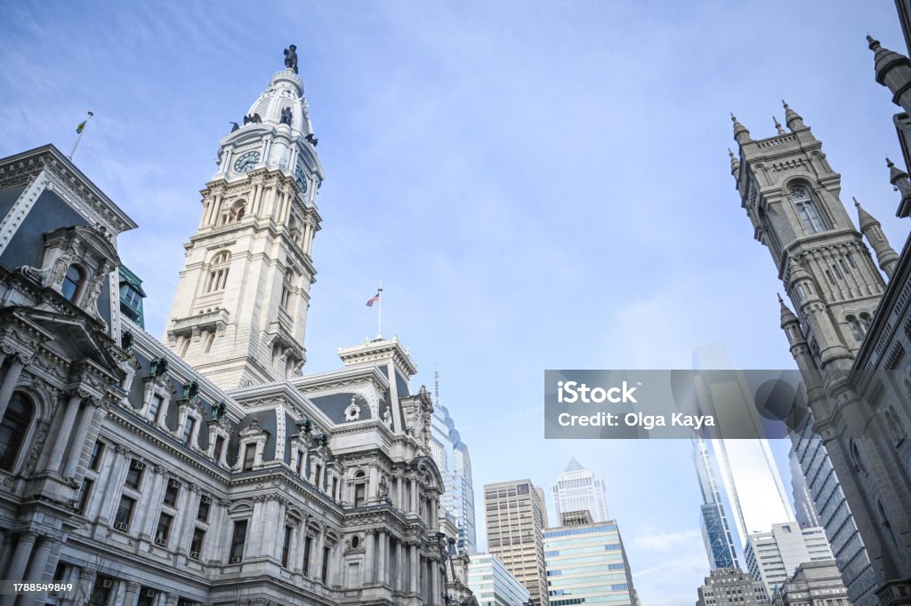 City Hall, Philadelphia city. View of City Hall in center city Philadelphia. Architecture Stock Photo