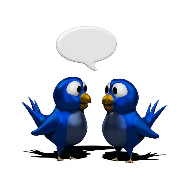 Photo of Blue twittering birds with speak balloon