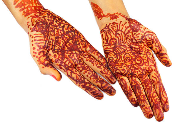 tatuagem de henna - wedding indian culture pakistan henna tattoo - fotografias e filmes do acervo