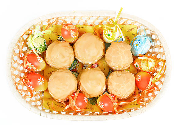 istock easter eggs and homemade sweet cakes in basket 178858858