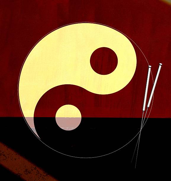 陰陽と鍼灸の針 - yin yang symbol acupuncture chinese medicine taoism点のイラスト素材／クリップアート素材／マンガ素材／アイコン素材