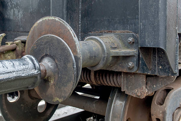 Railway train buffers stock photo