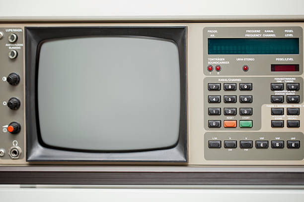 Vintage oscilloscope "Oscilloscope, radioelectric spectrum analysis." crt computer screen stock pictures, royalty-free photos & images