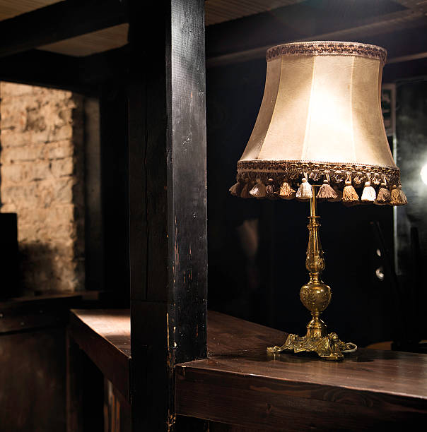 istock Retro style lamp lightning dark room 178862182
