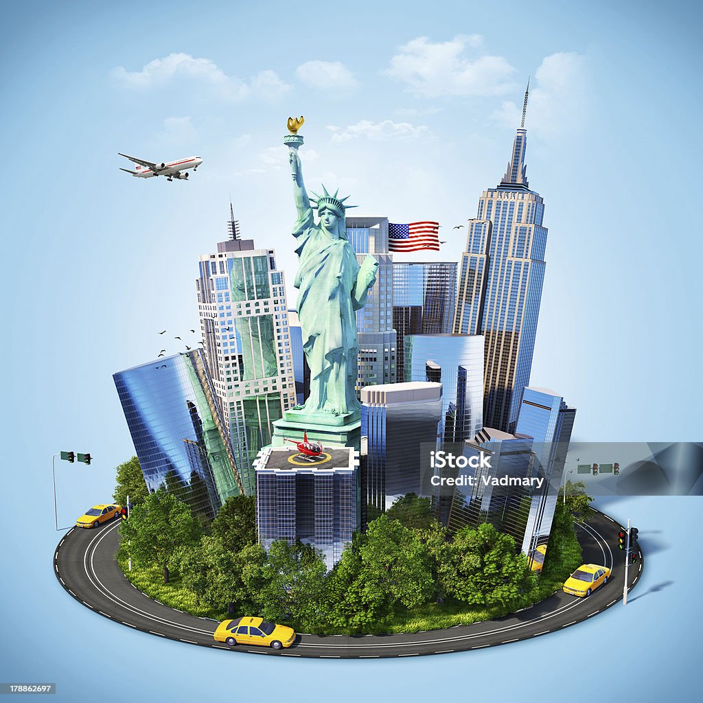 America Famous symbols of New York city. Traveling to America Adulation Stock Photo