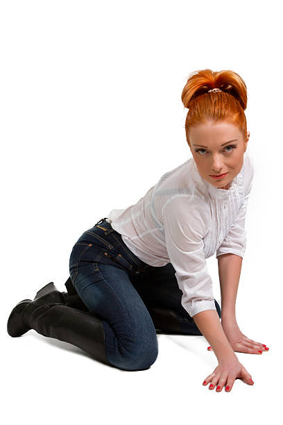 istock beautiful red-haired girl in a white 178863076
