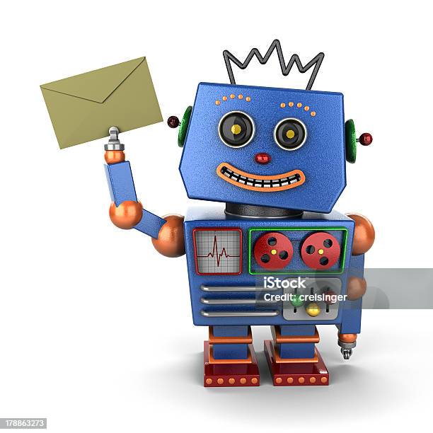 빈티지 완구류 로봇 있는 봉투 로봇에 대한 스톡 사진 및 기타 이미지 - 로봇, 만화, 유머