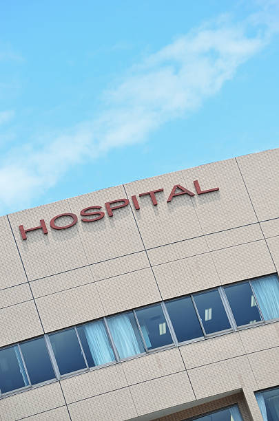 istock Hospital sign on the building 178863695