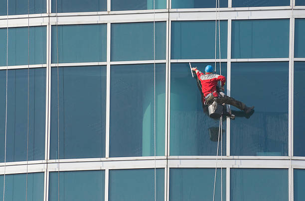 Climber - window cleaner stock photo