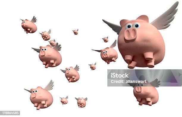 Свиньи Могут Полететь Группа — стоковые фотографии и другие картинки When pigs fly - английское выражение - When pigs fly - английское выражение, Летать, Свинья - Копытное животное