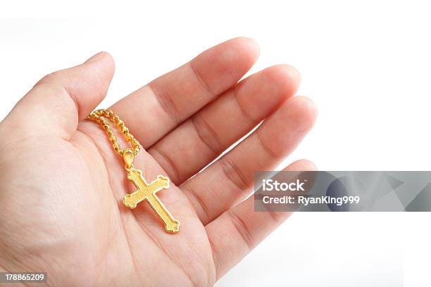 Hand Hold Golden Cross Necklace Stock Photo - Download Image Now - Gold - Metal, Gold Chain Necklace, Gold Colored