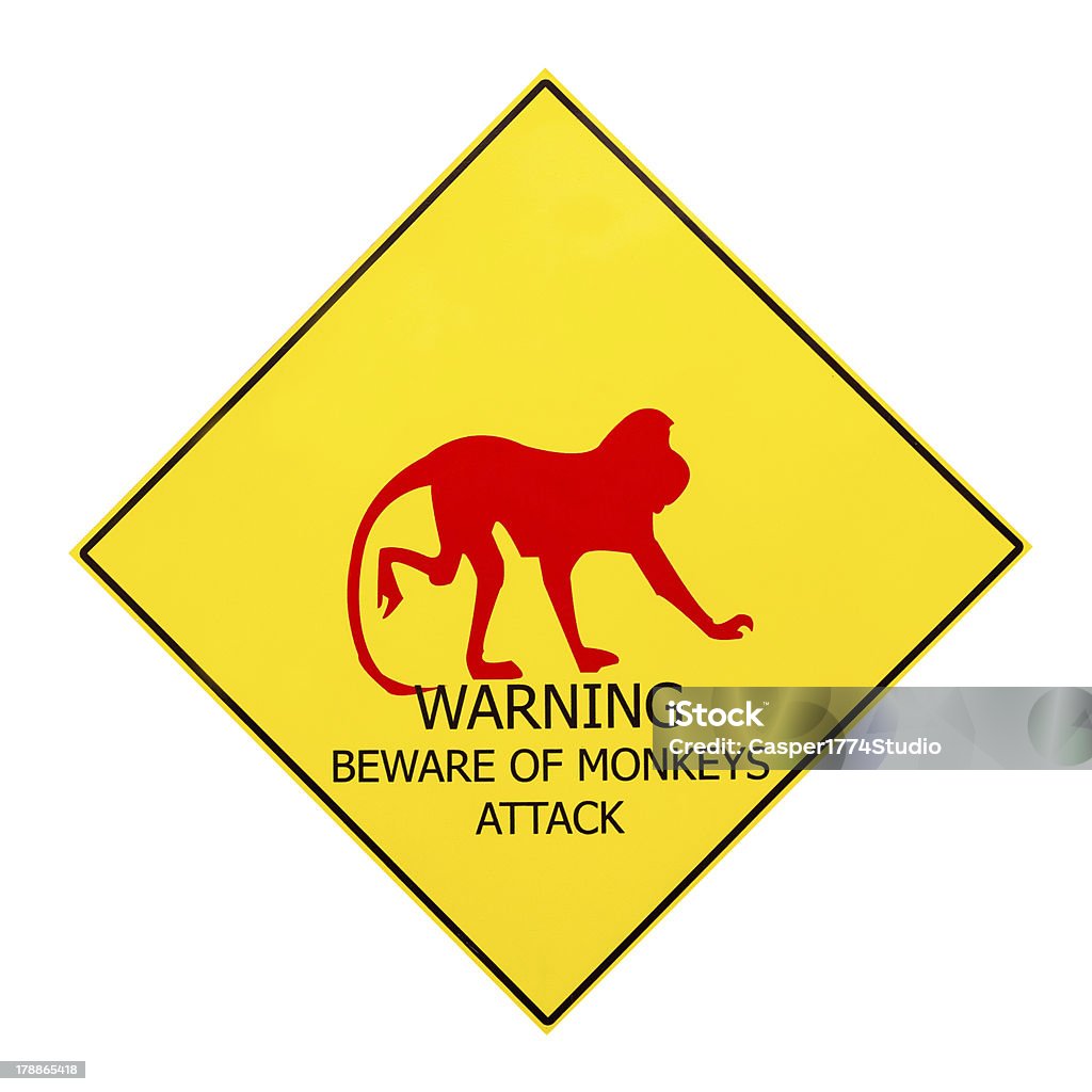 Beware of monkey attack Warnung Schild - Lizenzfrei Aggression Stock-Foto