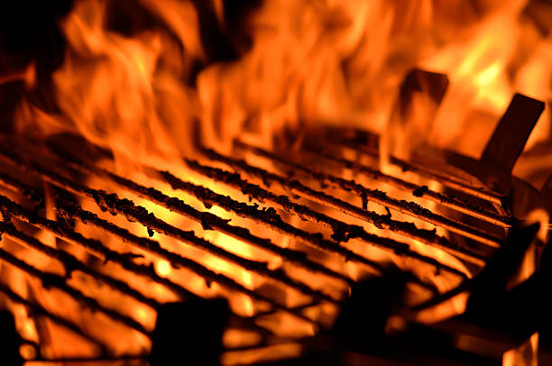 Flame grill stock photo