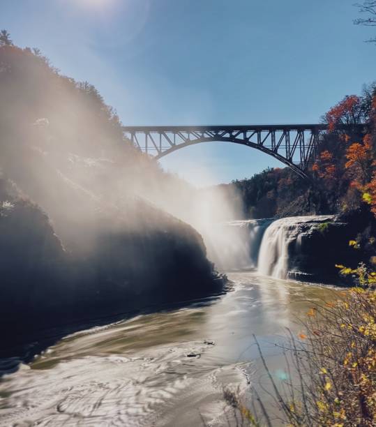 istock Beautiful waterfalls with bridge over them in Letchworth State Park 1788669582