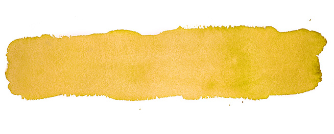 Yellow watercolor brushstroke single line design element hand drawn on paper