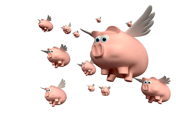 maiali che volano gruppo - when pigs fly foto e immagini stock