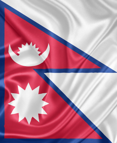 flag of Nepal waving with highly detailed textile texture pattern