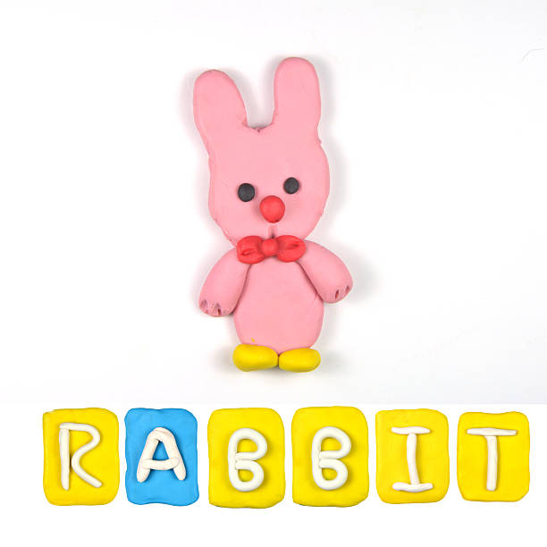 istock Color children's rabbit plasticine on a white background 178868360