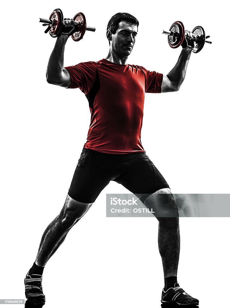 man Ausübung Gewicht training silhouette - Lizenzfrei Aerobic Stock-Foto