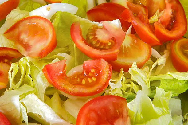 photo of green salad of tomato and lettuce