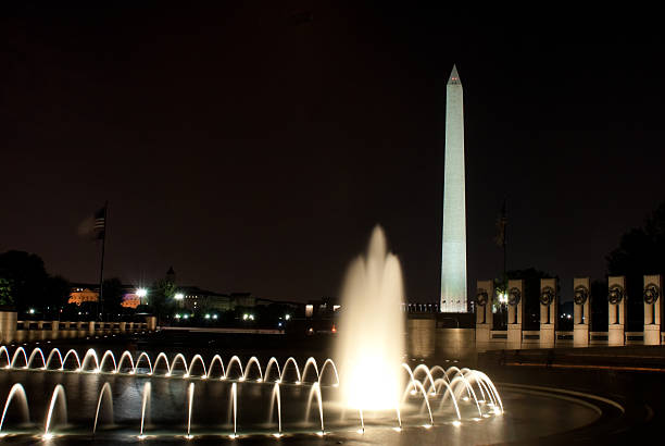 istock Washington monument & World War Two (WWII) Memorial at night 178870322