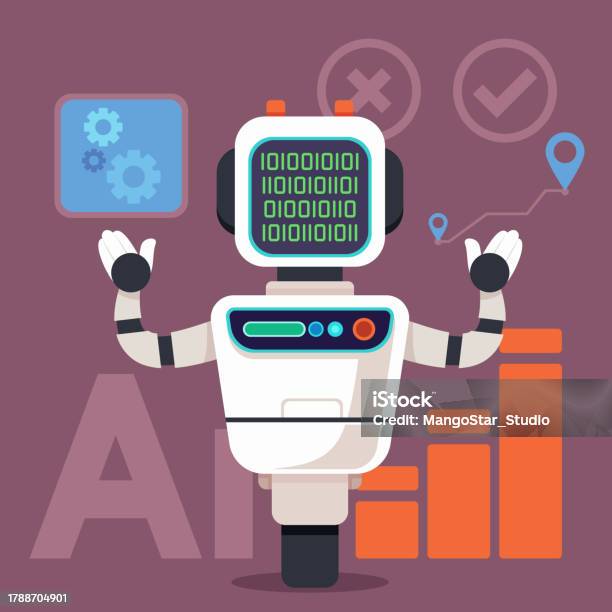 Robot Check Data Robot Analyzing Data Vector Illustration Stock Illustration - Download ...