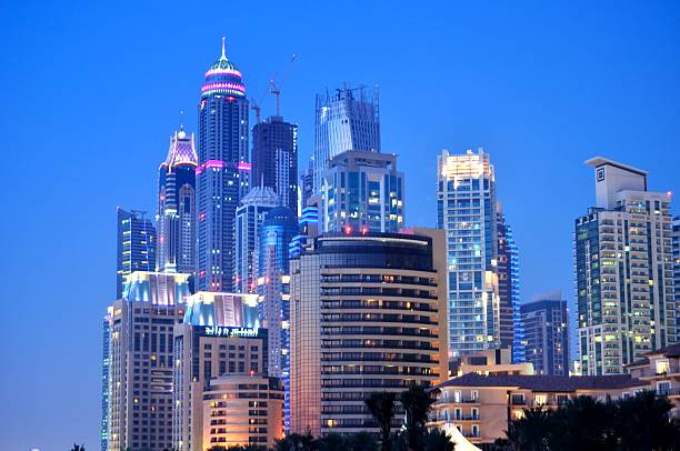 istock Night Dubai Skyscrapers, Jumeira beach, UAE. 178871078