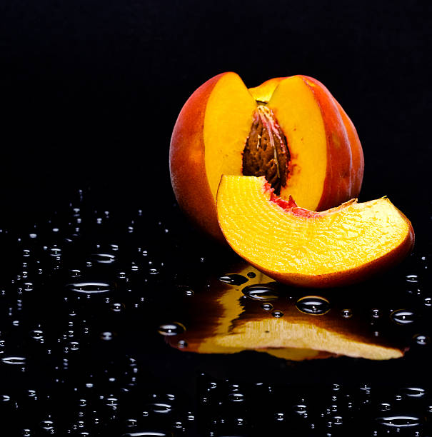 Peach shot against black