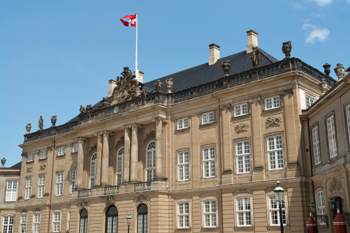Amalienborg the Danish queen historical Palace in Copenhagen Denmark