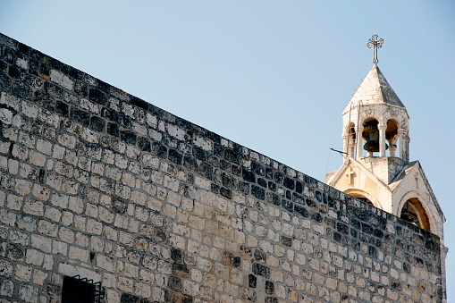 The beautiful steeple built atop of the Church of the Nativity in Bethlehem, most likely birthplace of Jesus