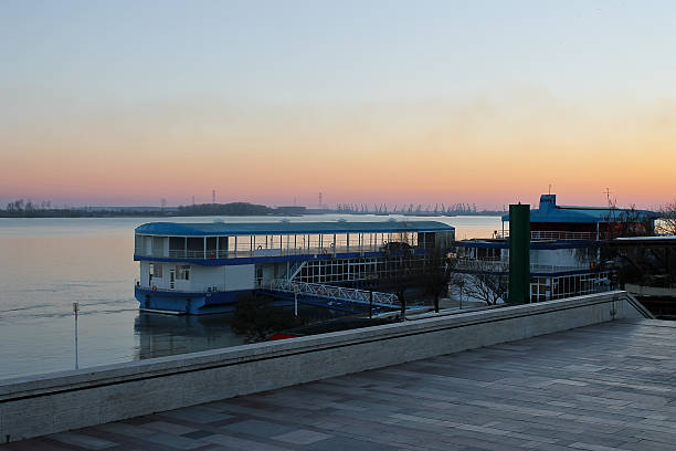 Sunset on the Danube in Galati. Romania