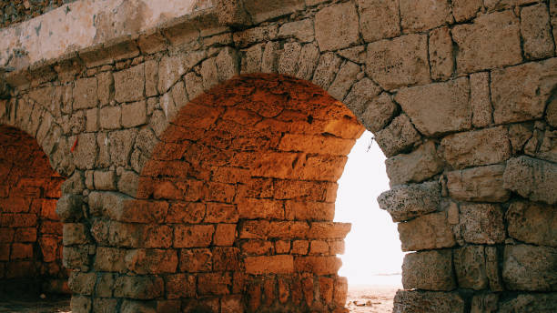 Close up of Roman aquaduct archway The Romans built aqueducts to transport water dead sea scrolls stock pictures, royalty-free photos & images
