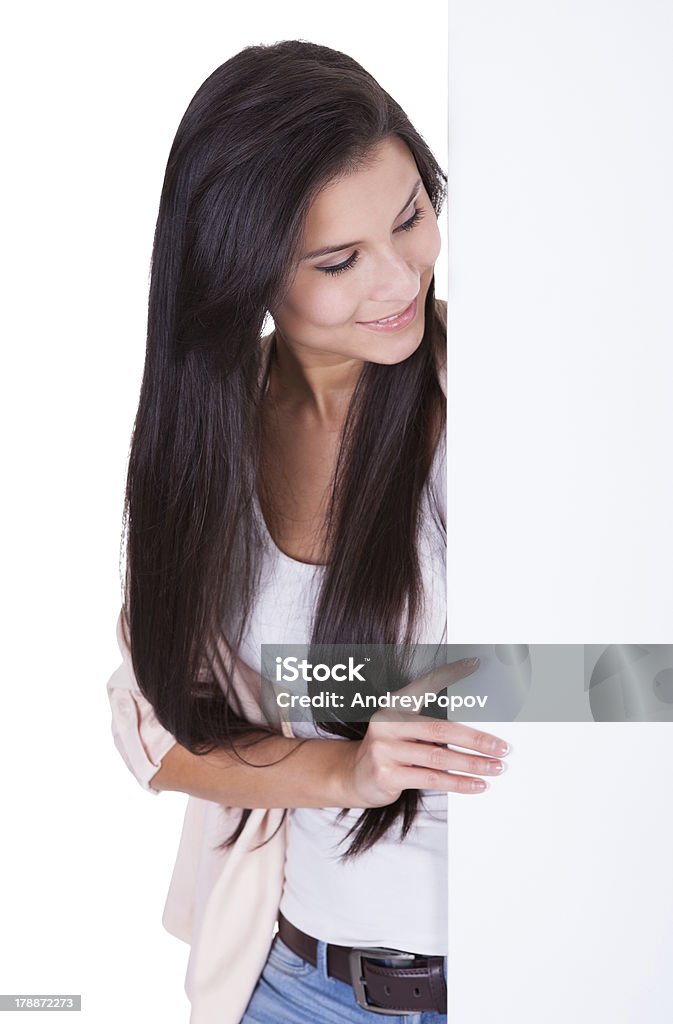 Estilo moderno mulher com sinal em branco - Royalty-free Adulto Foto de stock