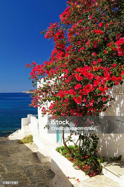 Traditional Greek Door On Sifnos Island Greece Stock Photo - Download Image Now - Aegean Sea, Alley, Architecture