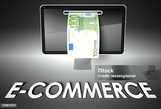 Screen And Euro Bill Ecommerce Stock Photo - Download Image Now - Banking, Business, Computer