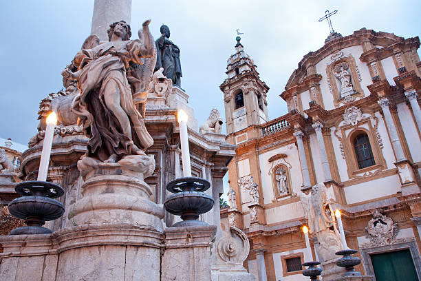 istock Palermo - Saint Dominic church and baroque column 178873387