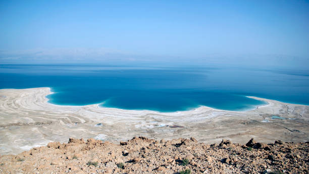 istock Looking down on the Dead Sea coastline from a rock quarry 1788744472