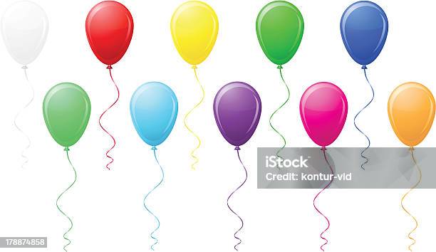 Ballons Colorés Illustration Vectorielle Vecteurs libres de droits et plus d'images vectorielles de Ballon de baudruche - Ballon de baudruche, Ballon gonflé à l'hélium, Blanc