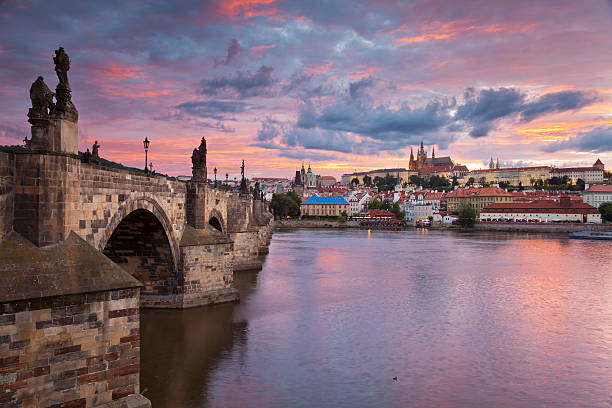 istock Canal and bridge at sunset in Prague 178875344