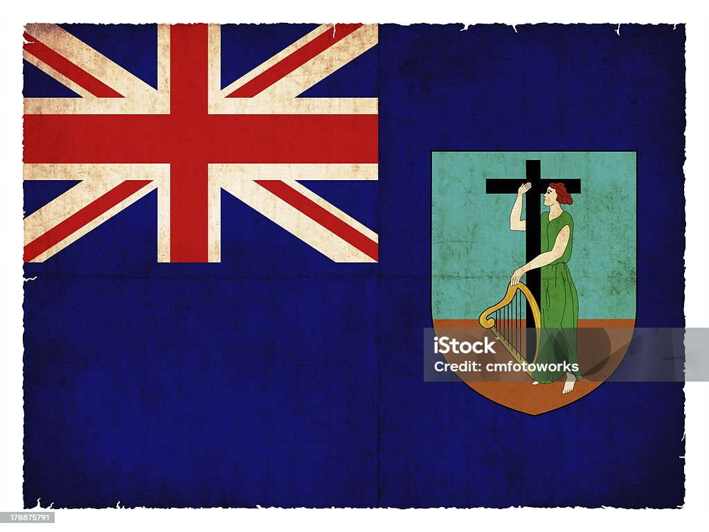 Bandeira do Grunge de territórios ultramarinos Monserrat (Britânicas) - Foto de stock de América Central royalty-free