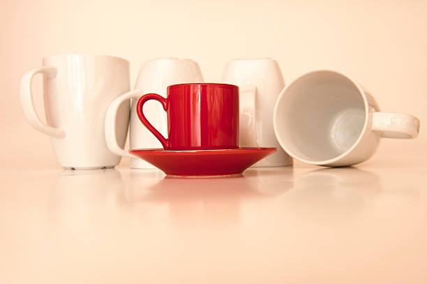 istock Red Espresso Cup with four white Coffee Mugs 178877524