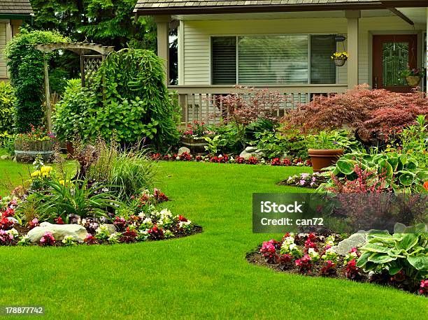 Manicured Yard Stock Photo - Download Image Now - Yard - Grounds, Landscaped, Beauty