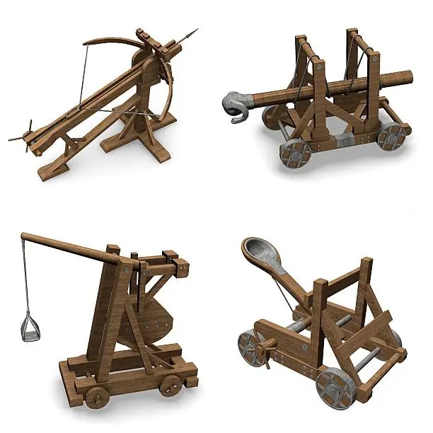 collection of 3d renders - siege weapons