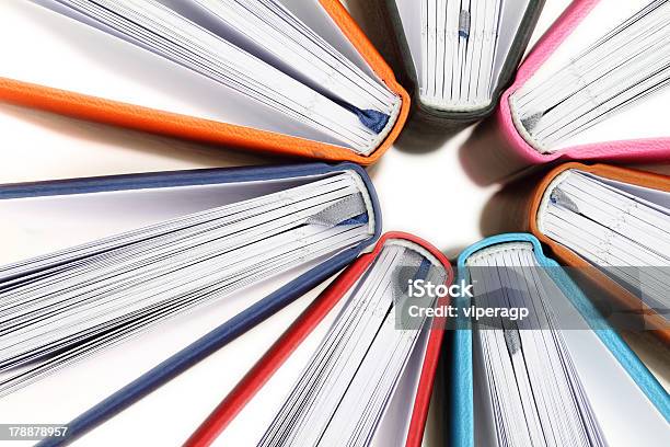 Top View Of Colorful Books In A Circle Stock Photo - Download Image Now - Book, Close-up, Education
