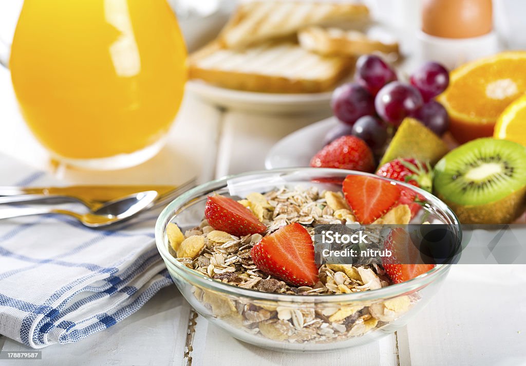 Healthy breakfast Breakfast with cereals and fresh berries Berry Fruit Stock Photo