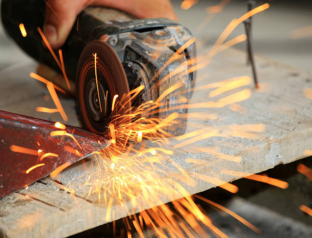 istock Metal grinding on steel pipe close up 178882204