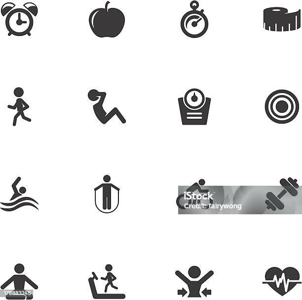 Healthy Lifestyle Значки — стоковая векторная графика и другие изображения на тему Бегать - Бегать, Белый, Векторная графика