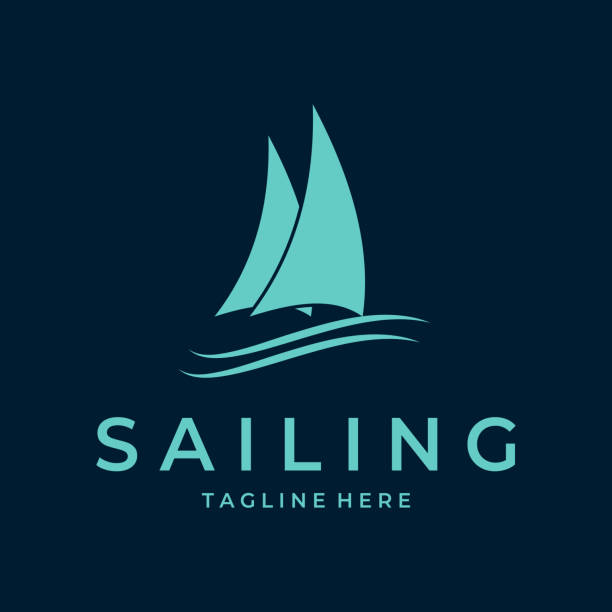 illustrations, cliparts, dessins animés et icônes de printsimple sailing silhouette logo design inspiration vector - silhouette nautical vessel sea morning