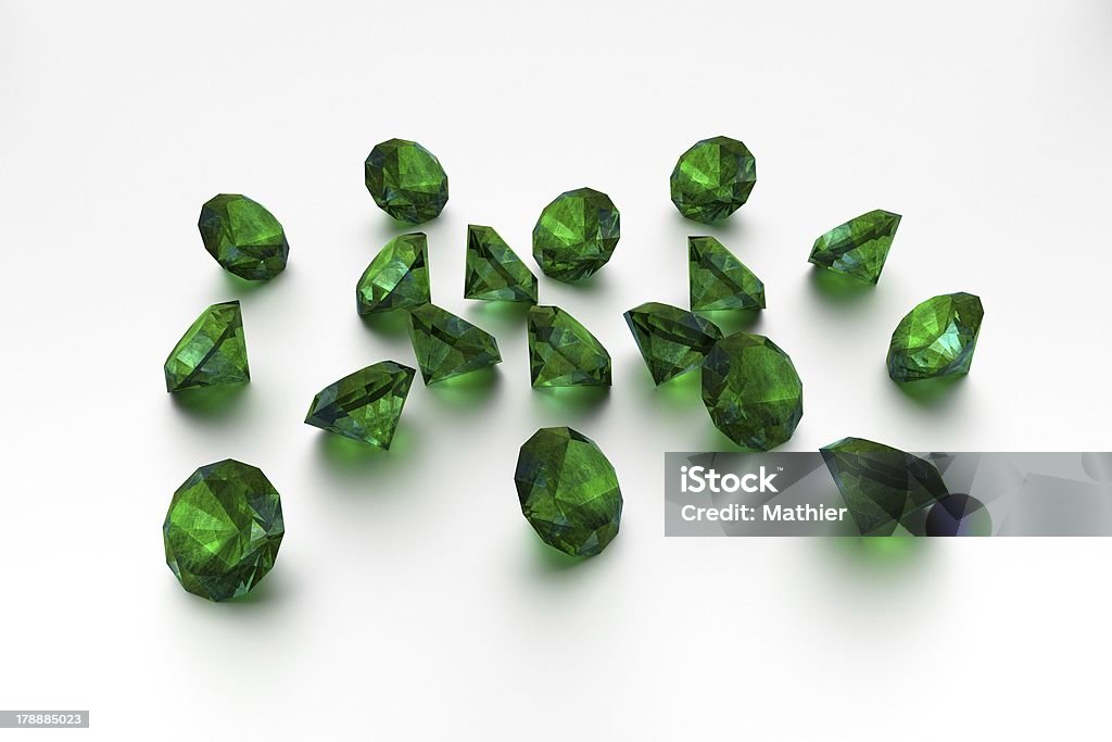 3 D Smaragde - 18 grünen Perlen - Lizenzfrei Digital generiert Stock-Foto